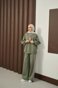 Etnik Desen İkili Takım Yeşil