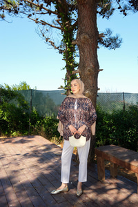 Etnik Desen Kapitone Ceket Vizon