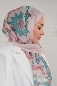 Etnik Desen Koton Şal Pudra