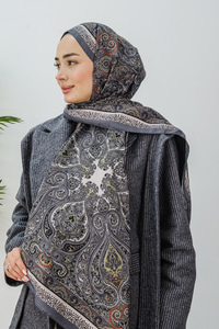 Etnik Desen Şal Antrasit