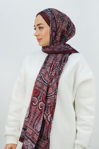 Etnik Desen Şal Bordo