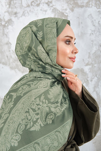 Etnik Desen Şal Fıstık Yeşil