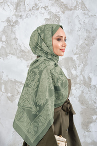 Etnik Desen Şal Fıstık Yeşil