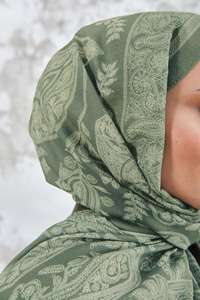 Etnik Desen Şal Fıstık Yeşil