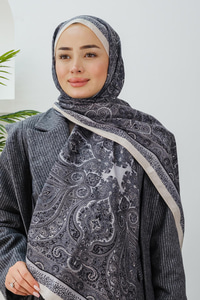 Etnik Desen Şal Gri