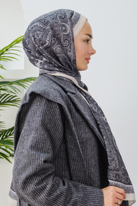 Etnik Desen Şal Gri