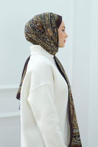 Etnik Desen Şal  Haki Yeşil