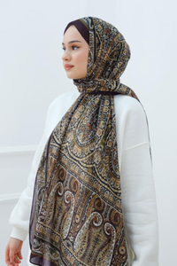 Etnik Desen Şal  Haki Yeşil