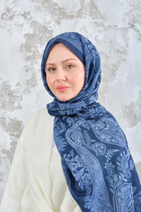 Etnik Desen Şal Lacivert