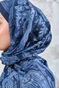 Etnik Desen Şal Lacivert