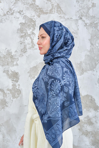 Etnik Desen Şal Lacivert