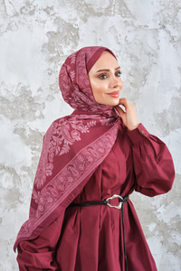 Etnik Desen Şal Mürdüm