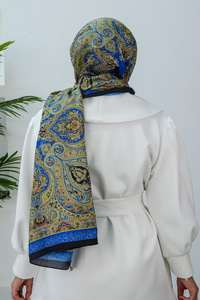 Etnik Desen Şal Yağ Yeşil