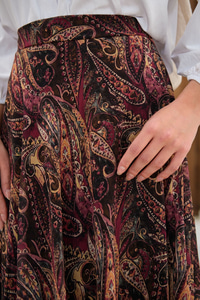 Etnik Desen Şifon Etek Mürdüm