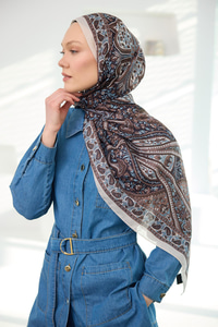 Etnik Desen Soft Şal Bej