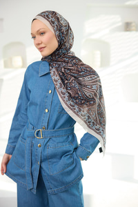 Etnik Desen Soft Şal Bej