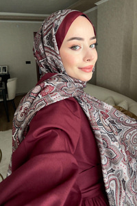 Etnik Desen Soft Şal Bordo