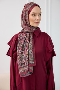 Etnik Desen Soft Şal Bordo