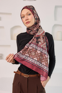 Etnik Desen Soft Şal Bordo