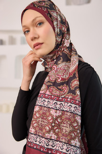 Etnik Desen Soft Şal Bordo