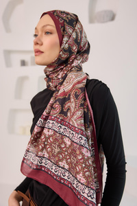Etnik Desen Soft Şal Bordo