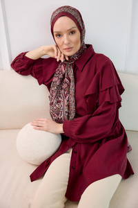 Etnik Desen Soft Şal Bordo