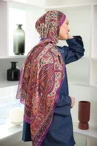 Etnik Desen Soft Şal Fuşya