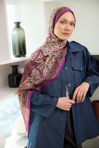 Etnik Desen Soft Şal Fuşya