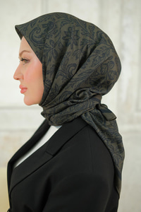 Etnik Desen Soft Şal Haki Yeşil