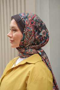 Etnik Desen Soft Şal İndigo Mavi