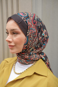 Etnik Desen Soft Şal İndigo Mavi