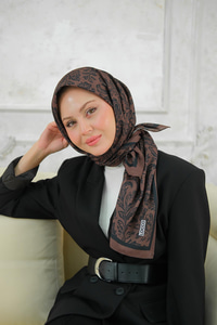 Etnik Desen Soft Şal Kahverengi