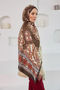 Etnik Desen Soft Şal Kahverengi