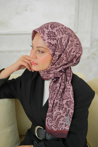 Etnik Desen Soft Şal Koyu Gül Kurusu