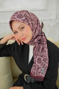 Etnik Desen Soft Şal Koyu Gül Kurusu