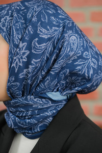 Etnik Desen Soft Şal Lacivert