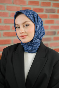 Etnik Desen Soft Şal Lacivert