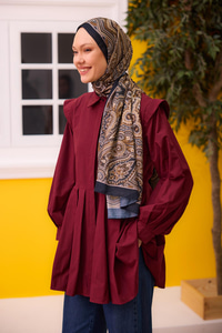 Etnik Desen Soft Şal Lacivert