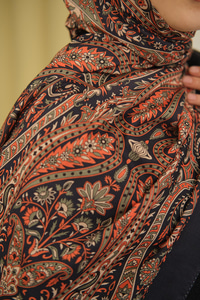 Etnik Desen Soft Şal Lacivert