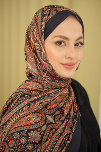 Etnik Desen Soft Şal Lacivert