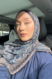 Etnik Desen Soft Şal Lacivert