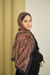 Etnik Desen Soft Şal Lacivert