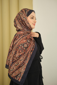 Etnik Desen Soft Şal Lacivert