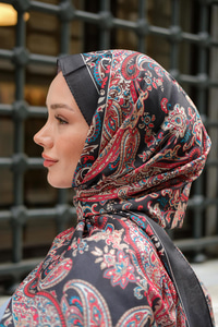 Etnik Desen Soft Şal Lacivert