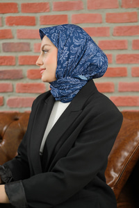 Etnik Desen Soft Şal Lacivert