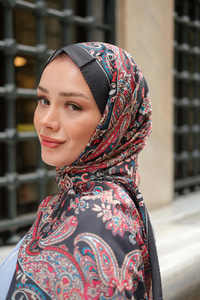 Etnik Desen Soft Şal Lacivert