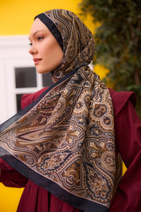 Etnik Desen Soft Şal Lacivert