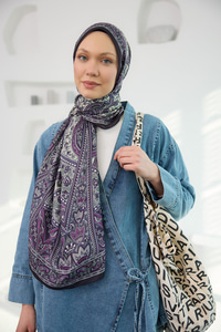 Etnik Desen Soft Şal Lila