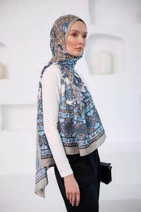 Etnik Desen Soft Şal Mavi