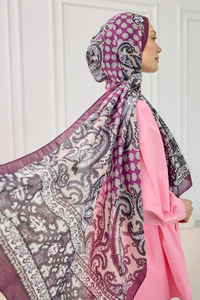 Etnik Desen Soft Şal Mor